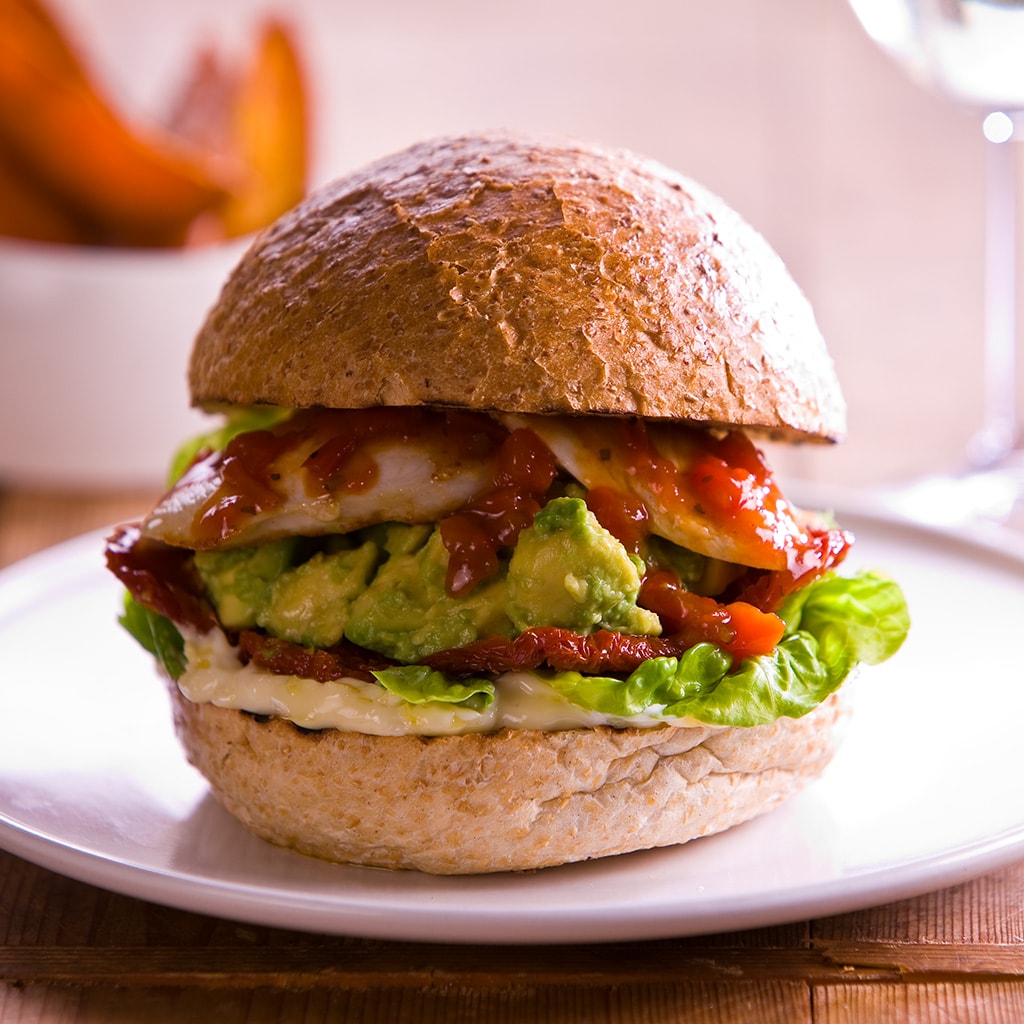 Peri Peri chicken avocado burger Peri Peri chicken avocado burger