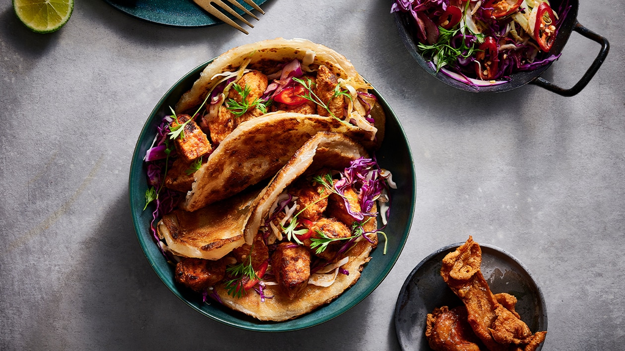 Roti Tacos with Chicken and Asian Slaw – Recipe Roti Tacos with Chicken and Asian Slaw – Recipe