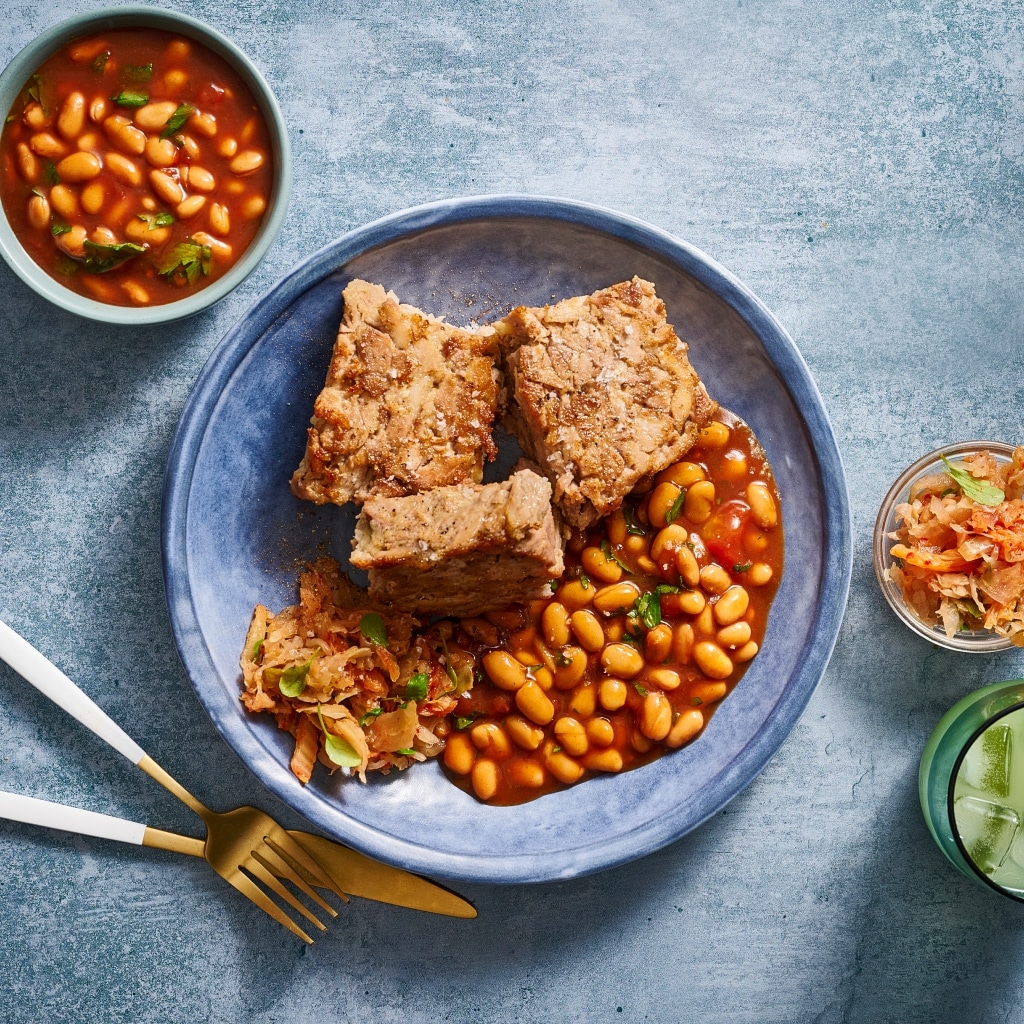 Pressed pork hock with Boston baked beans Pressed pork hock with Boston baked beans