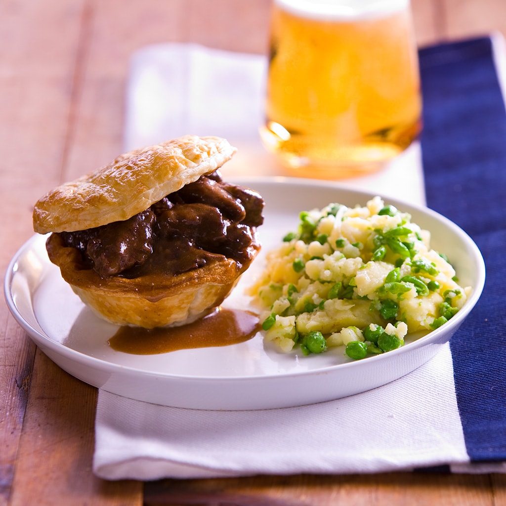 Beef Bourguignon Pies with Pea and Potato Crush Beef Bourguignon Pies with Pea and Potato Crush