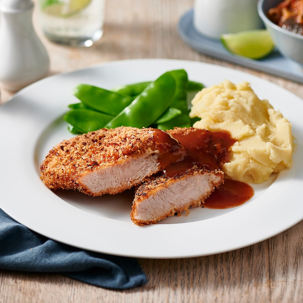 Tomato and Panko Crumb Pork Schnitzel Tomato and Panko Crumb Pork Schnitzel