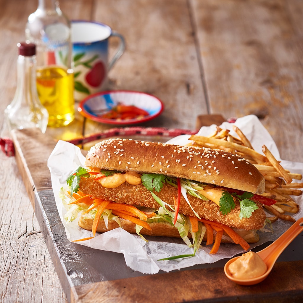 Hanoi Fish Sandwich with Red Curry Mayo Hanoi Fish Sandwich with Red Curry Mayo