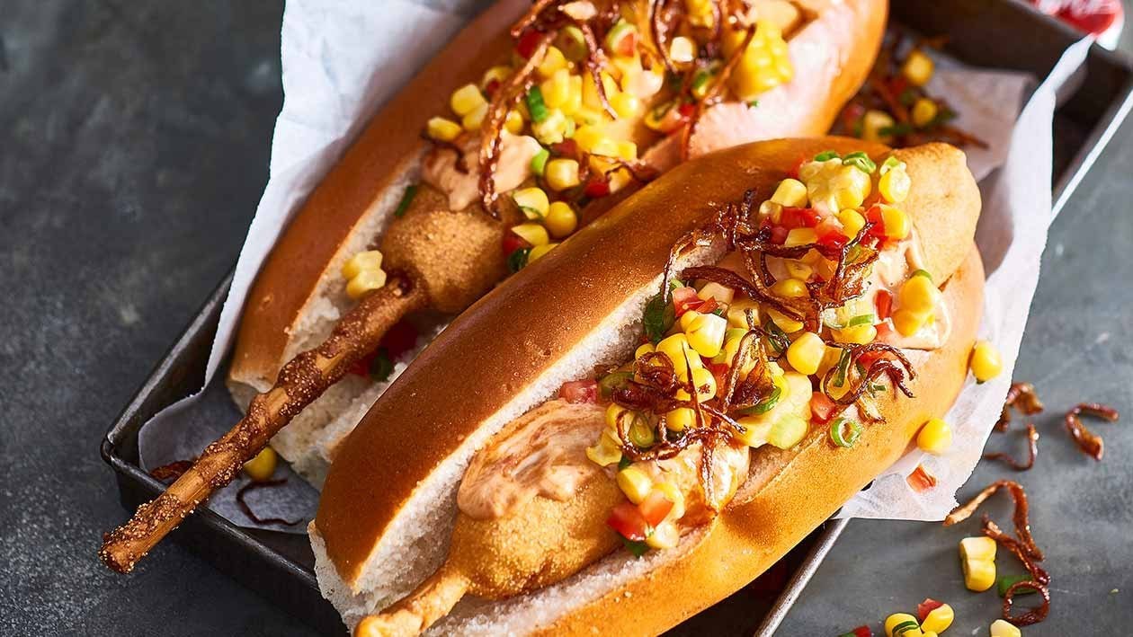 Chipotle Corn Dawgs, Salsa & Tobacco onions – Recipe