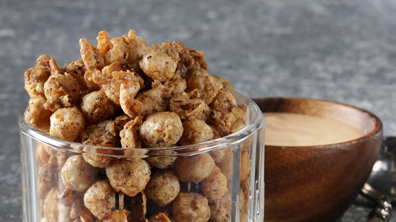 Moroccan Chickpea Popcorn with Harissa Dip – Recipe