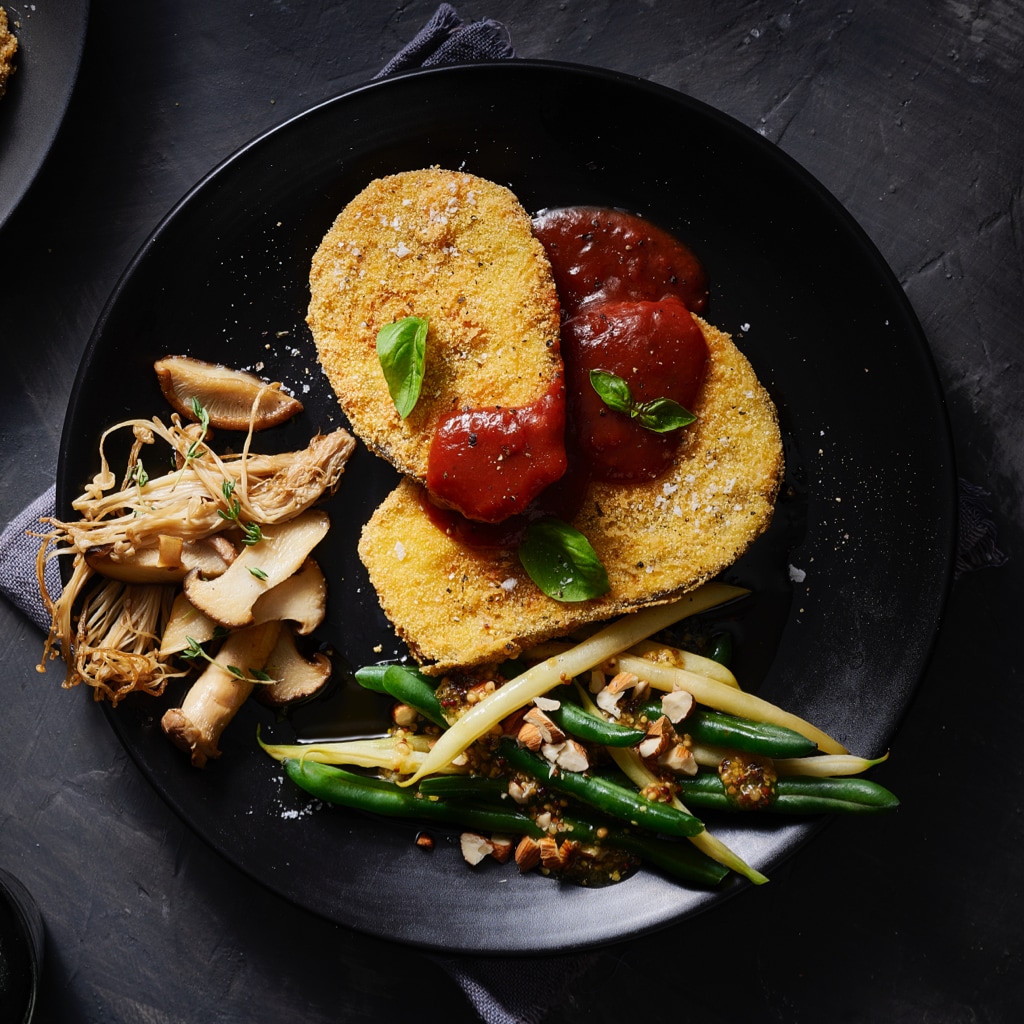 Polenta Crusted Eggplant Schnitzel
