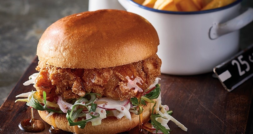 Fried Buttermilk Chicken Burger with Honey Glaze Fried Buttermilk Chicken Burger with Honey Glaze